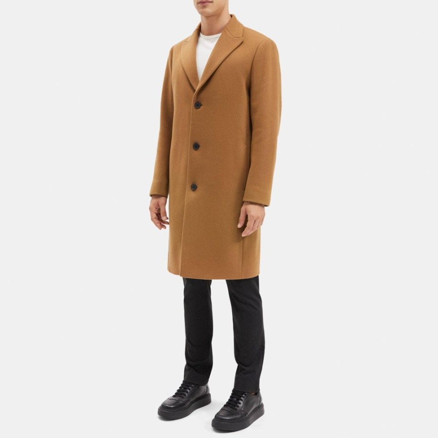 Men Theory Outlet | Tailored Coat In Wool-Blend Twill Dark Camel