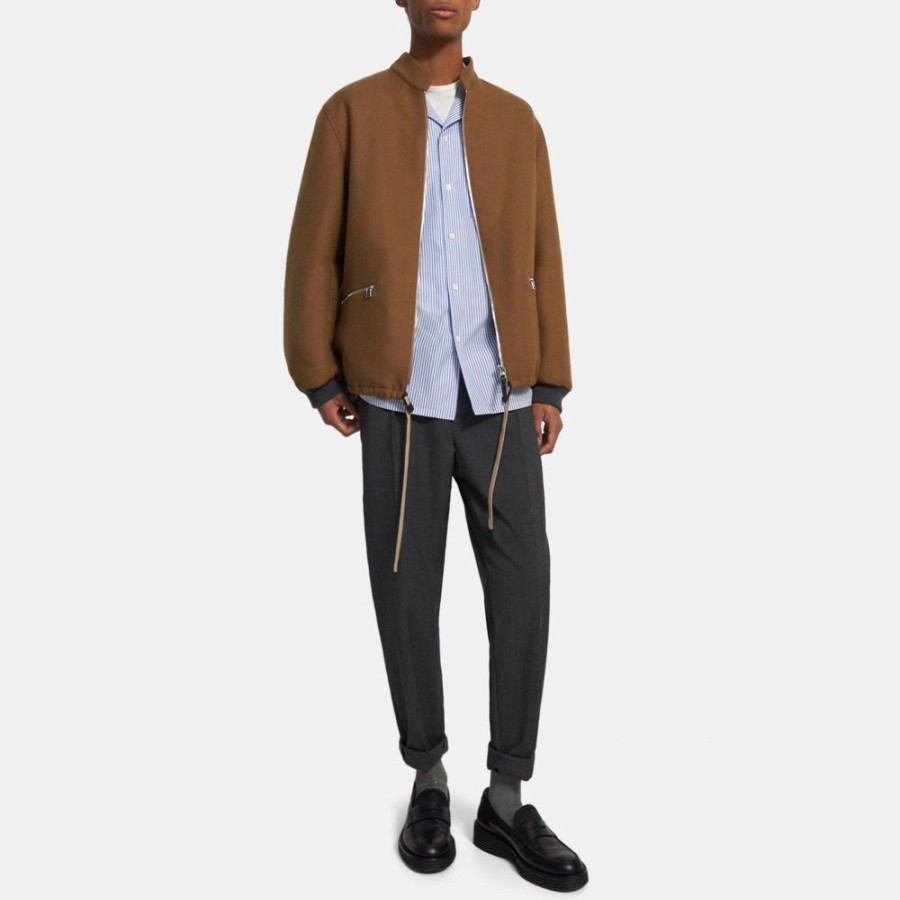 Men Theory Outlet | Bonded Wool Bomber Jacket Brass