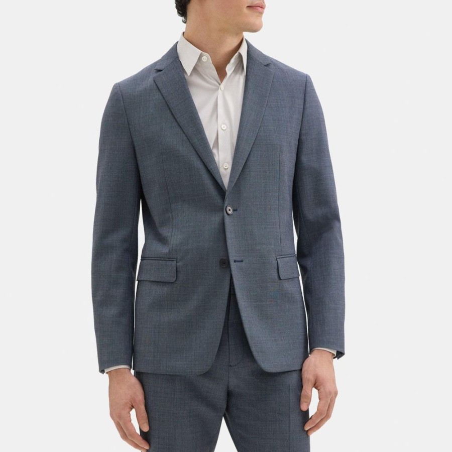 Men Theory Outlet | Unstructured Blazer In Wool-Blend Melange Navy