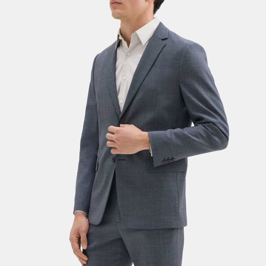 Men Theory Outlet | Unstructured Blazer In Wool-Blend Melange Navy