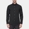 Men Theory Outlet | Tailored Shirt In Stretch Cotton Black