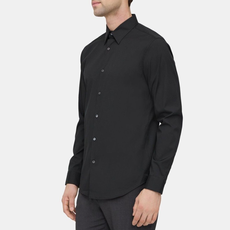 Men Theory Outlet | Tailored Shirt In Stretch Cotton Black