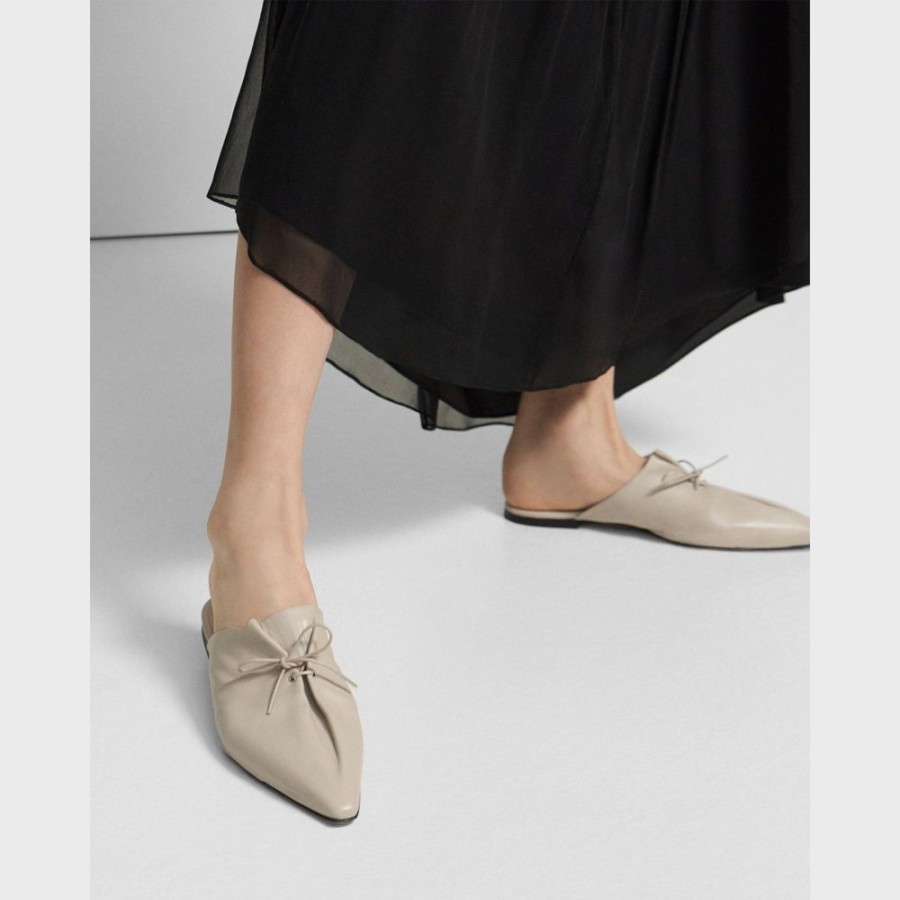 Women Theory Outlet | Pleated Mule In Leather Canvas