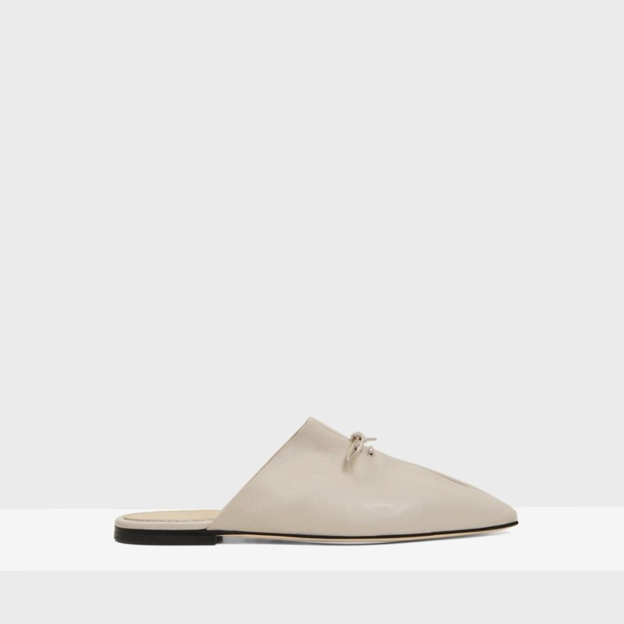 Women Theory Outlet | Pleated Mule In Leather Canvas