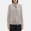 Women Theory Outlet | Scarf Shirt In Silk Driftwood