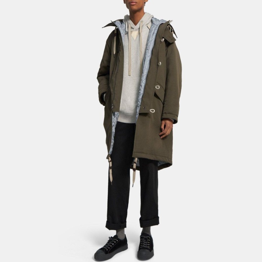 Men Theory Outlet | Hooded Cotton Parka Army