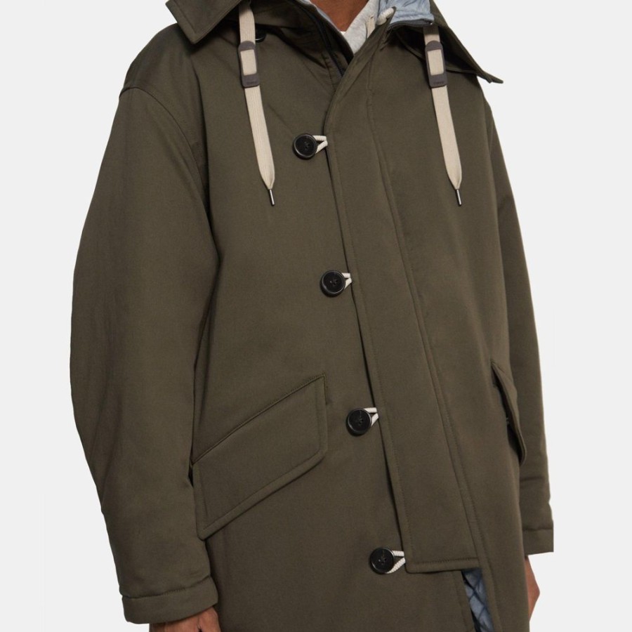 Men Theory Outlet | Hooded Cotton Parka Army