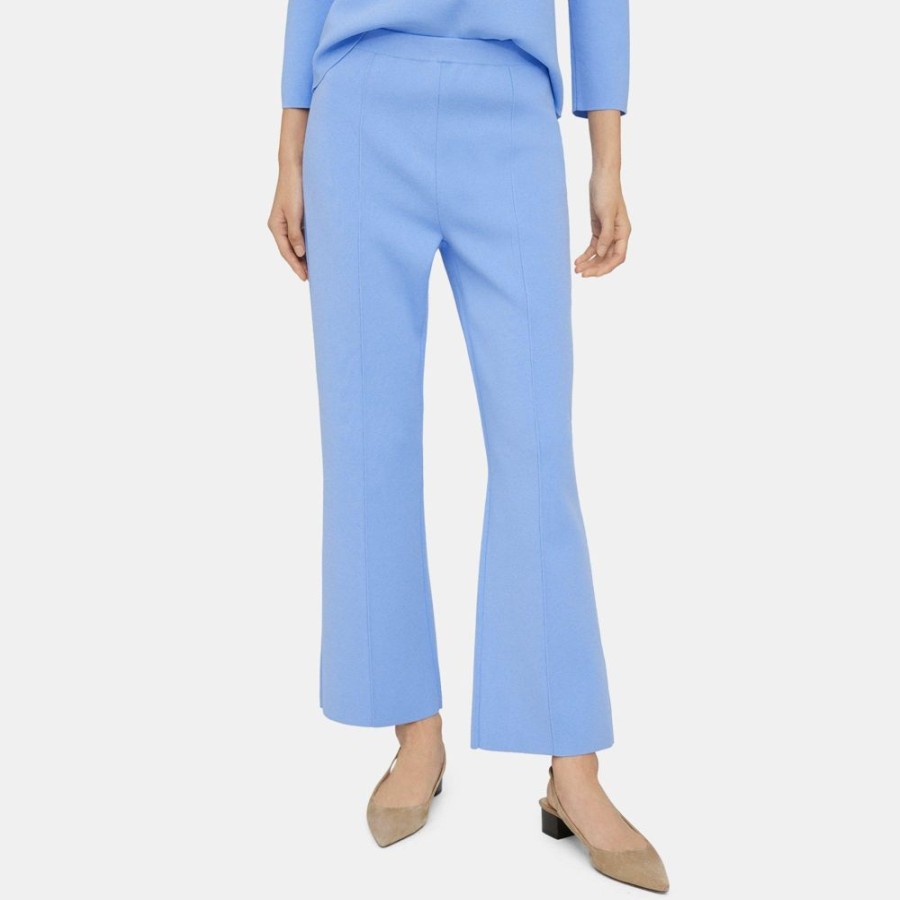 Women Theory Outlet | Cropped Flare Pant In Crepe Knit Cornflower