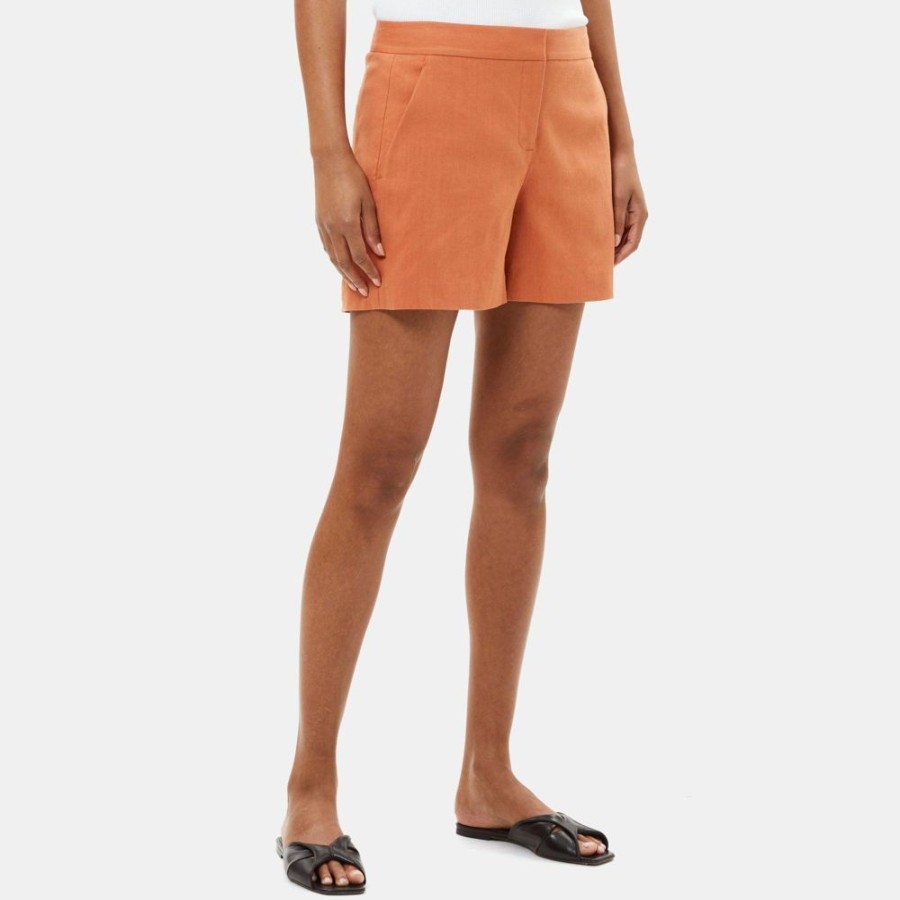 Women Theory Outlet | Tailored Short In Linen Canyon