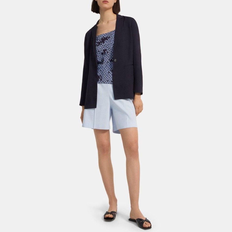 Women Theory Outlet | Belted Blazer In Washed Twill Navy