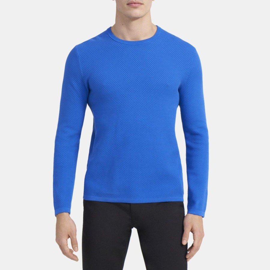 Men Theory Outlet | Crewneck Sweater In Organic Cotton Puce Blue