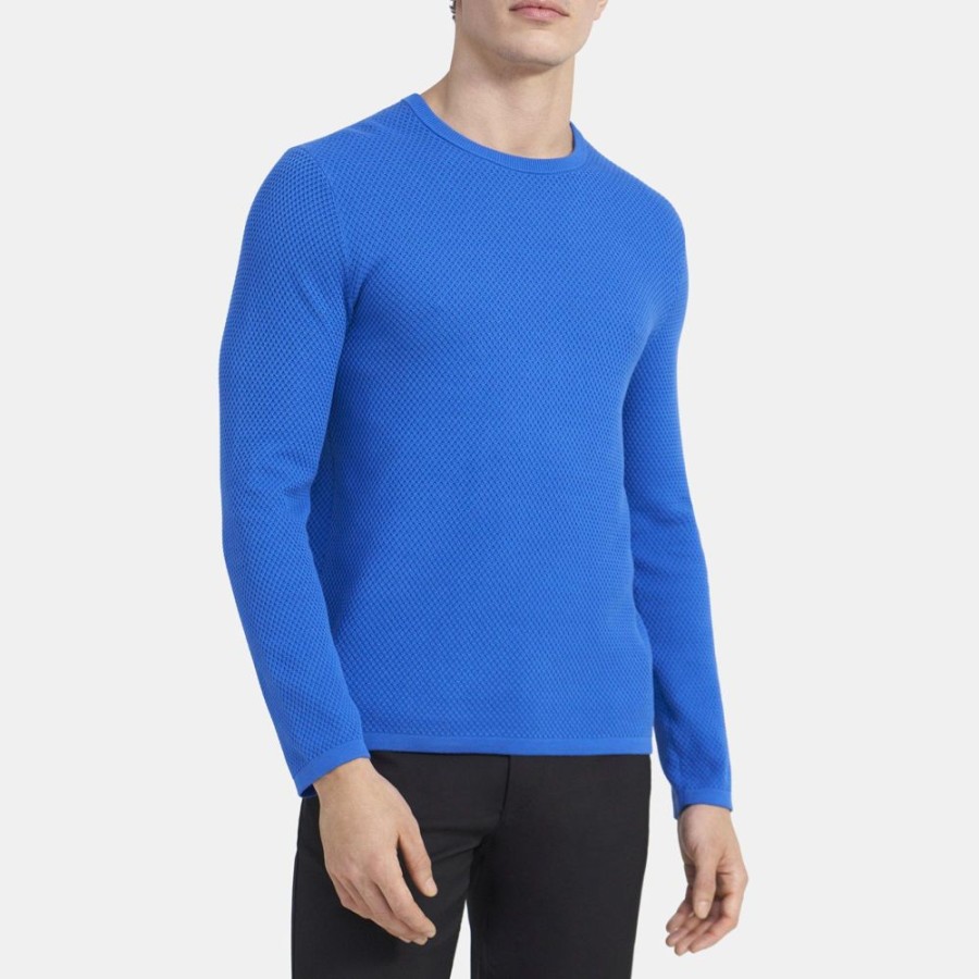 Men Theory Outlet | Crewneck Sweater In Organic Cotton Puce Blue