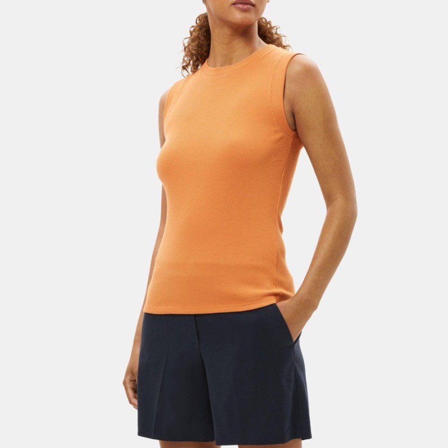 Women Theory Outlet | Slim Tank In Ribbed Modal Cotton Canyon