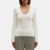 Women Theory Outlet | Flared Sleeve Sweater In Fine Merino Wool Ivory