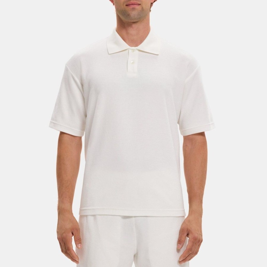 Men Theory Outlet | Polo Shirt In Terry Cotton Ivory