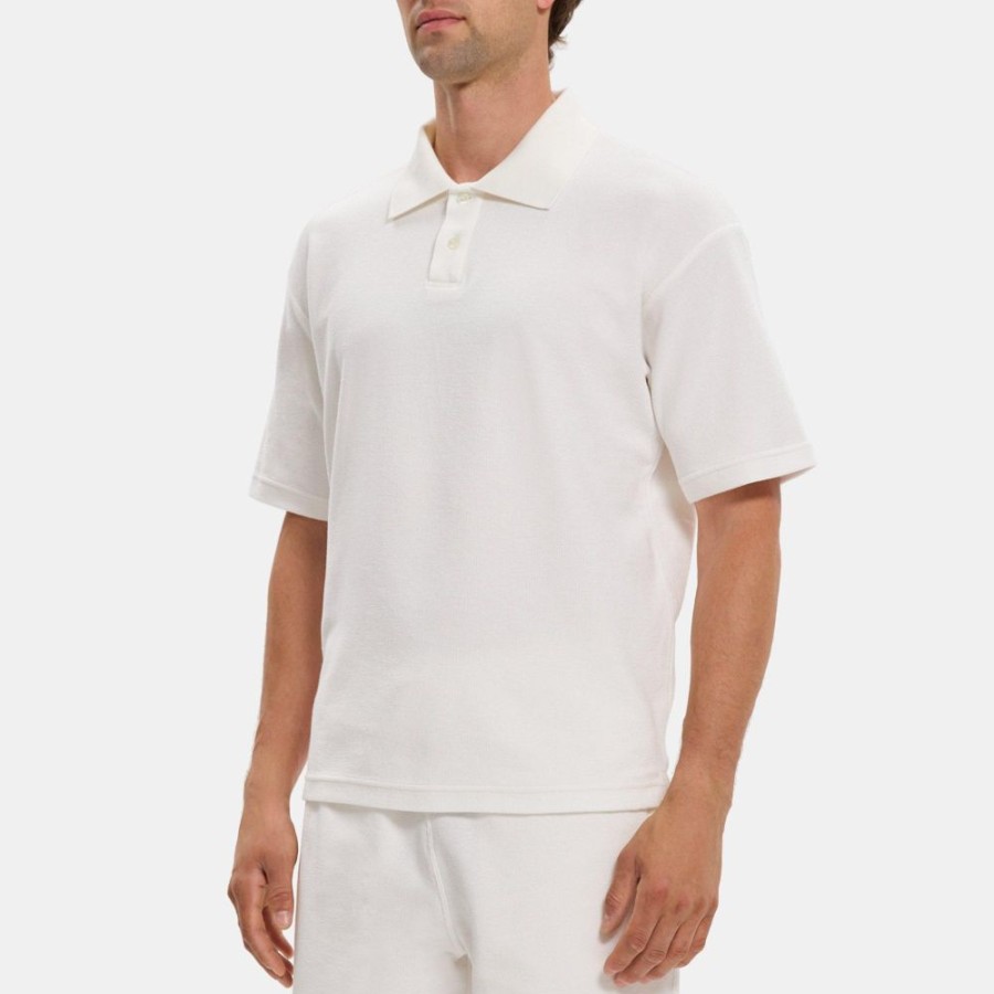 Men Theory Outlet | Polo Shirt In Terry Cotton Ivory