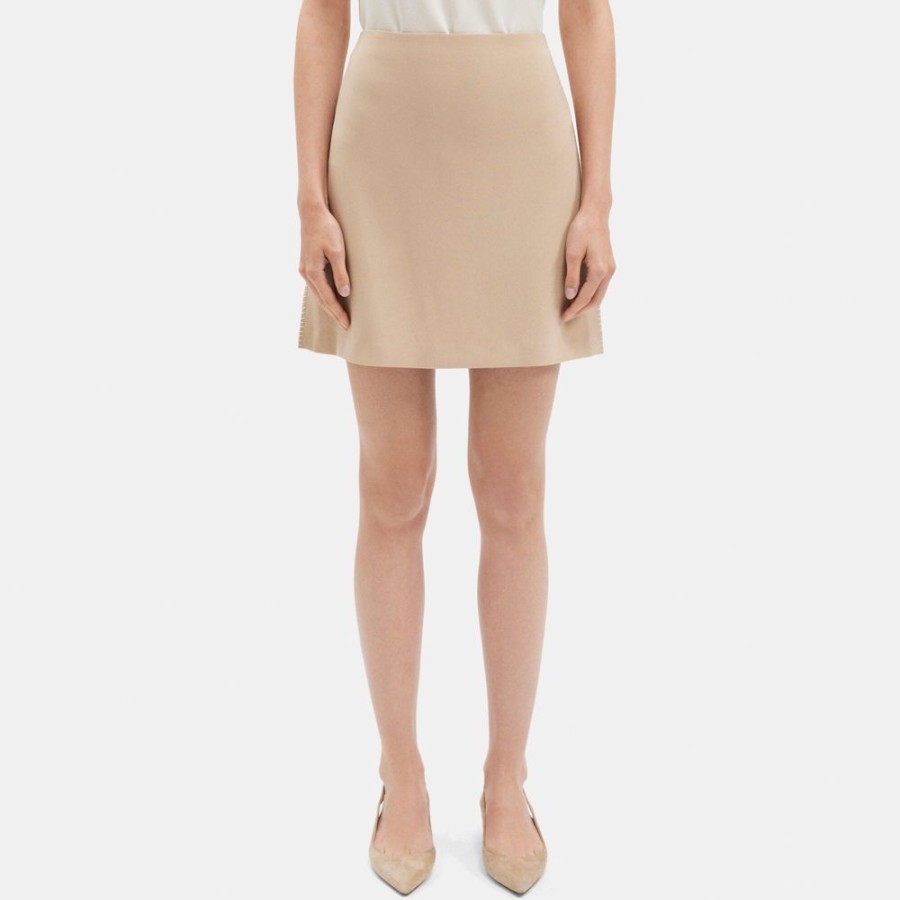 Women Theory Outlet | Mini Skirt In Crepe Nude Khaki