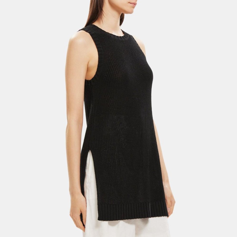 Women Theory Outlet | Cut-Out Tunic In Cotton Black