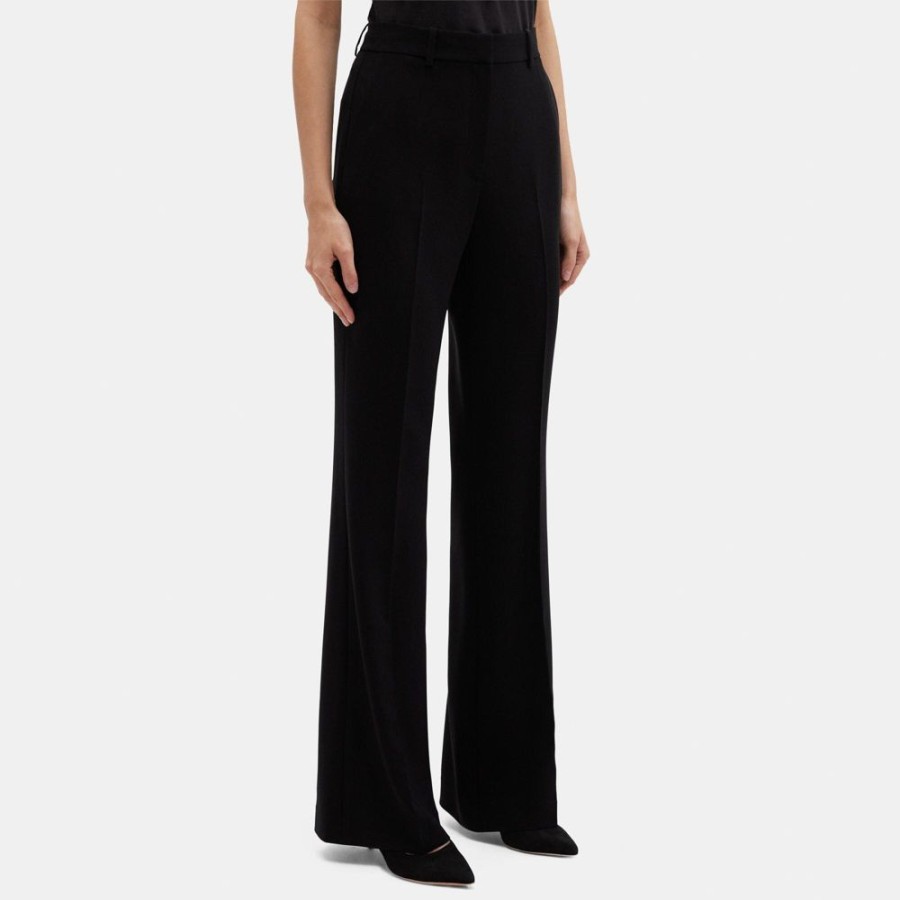 Women Theory Outlet | High-Waist Flare Pant In Crepe Black