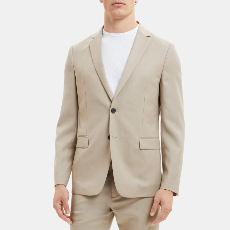 Men Theory Outlet | Unstructured Blazer In Textured Wool Beige Stone