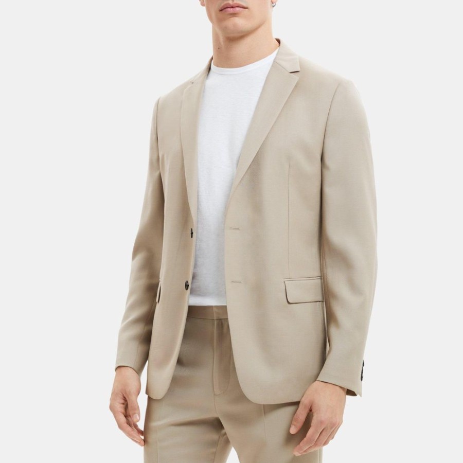 Men Theory Outlet | Unstructured Blazer In Textured Wool Beige Stone