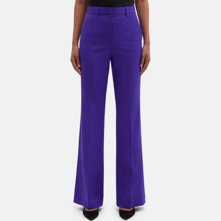 Women Theory Outlet | High-Waist Flare Pant In Stretch Wool Blue Iris