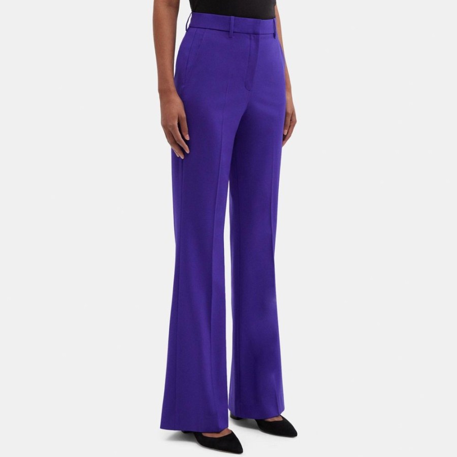 Women Theory Outlet | High-Waist Flare Pant In Stretch Wool Blue Iris