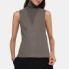 Women Theory Outlet | Sleeveless Turtleneck Top In Leather Combo Smoke