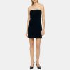 Women Theory Outlet | Strapless Mini Dress In Stretch Velvet Baltic