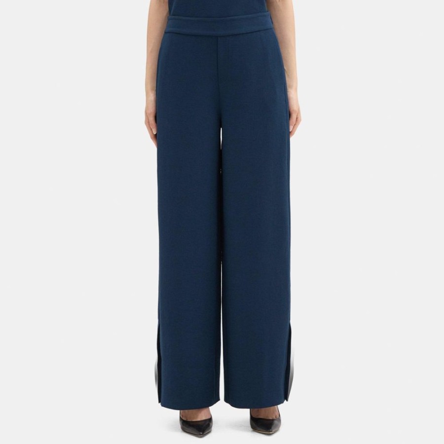 Women Theory Outlet | Straight Pull-On Pant In Crinkle Crepe