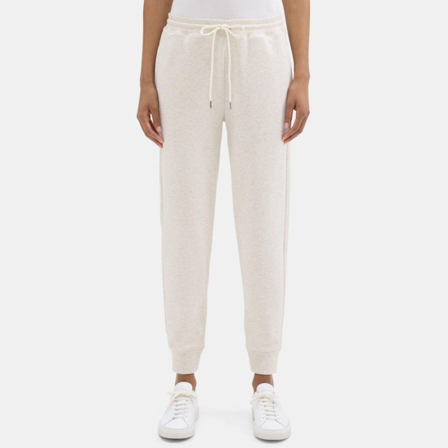 Women Theory Outlet | Jogger Pant In Cotton Terry Ivory Heather