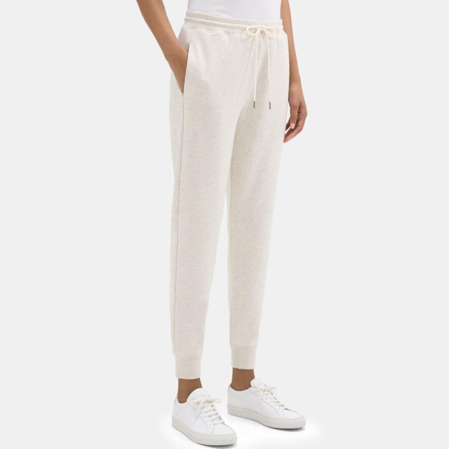 Women Theory Outlet | Jogger Pant In Cotton Terry Ivory Heather