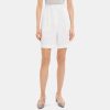 Women Theory Outlet | Pleated Short In Linen-Blend Optic White