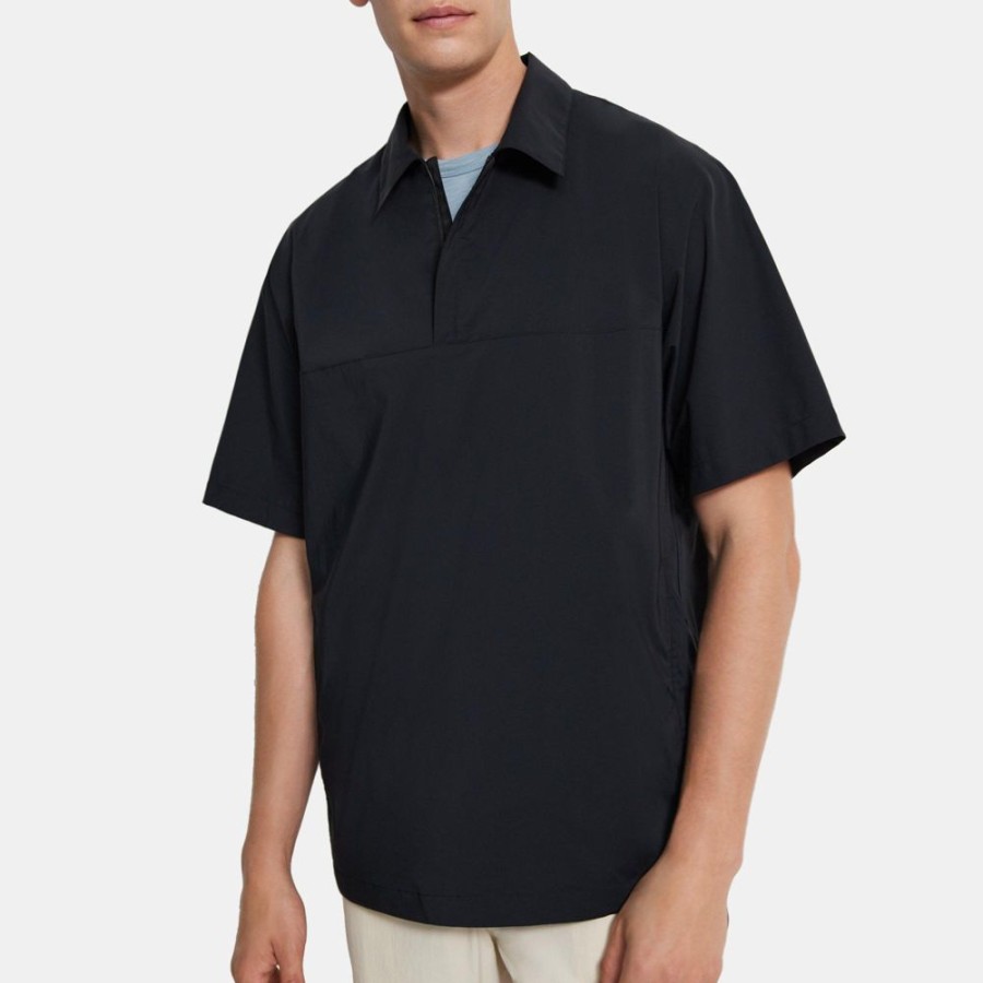 Men Theory Outlet | Polo Shirt In Recycled Nylon Black