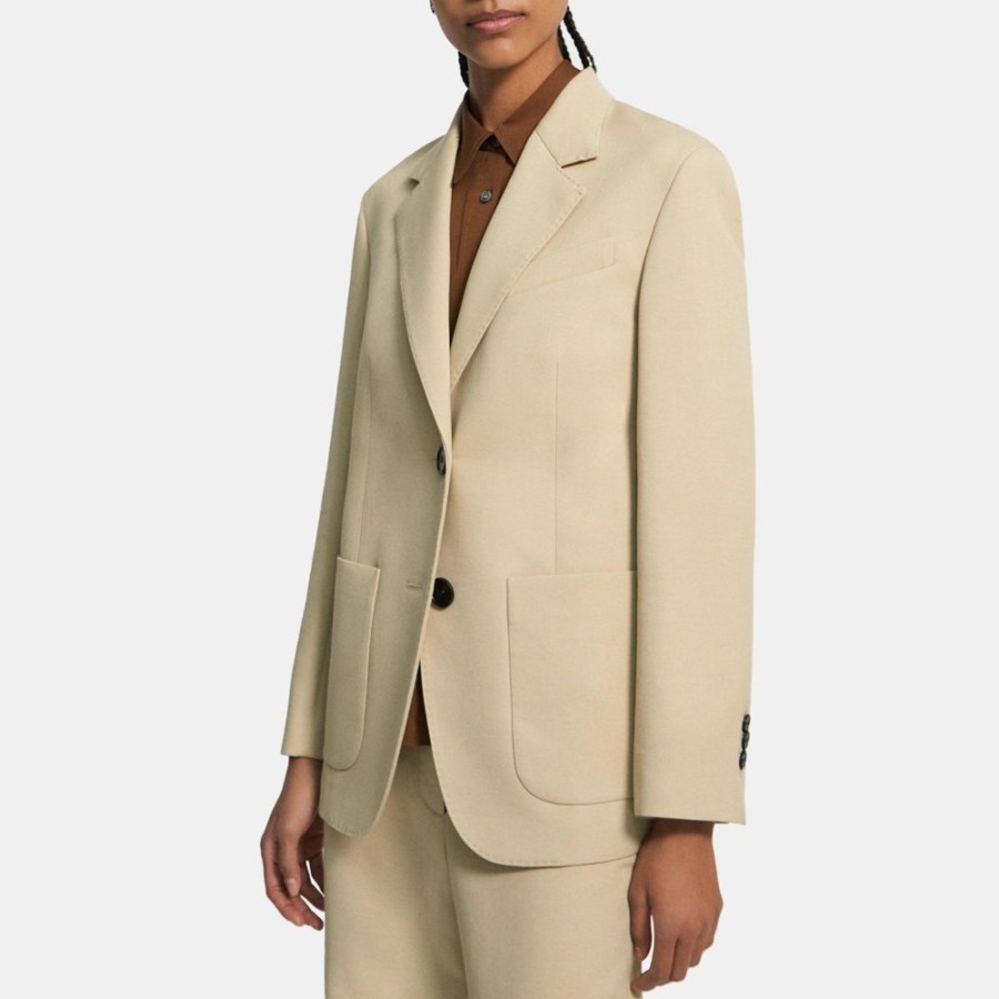 Women Theory Outlet | Cotton-Wool Twill Blazer