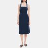 Women Theory Outlet | Crossback Dress In Linen-Blend Deep Navy