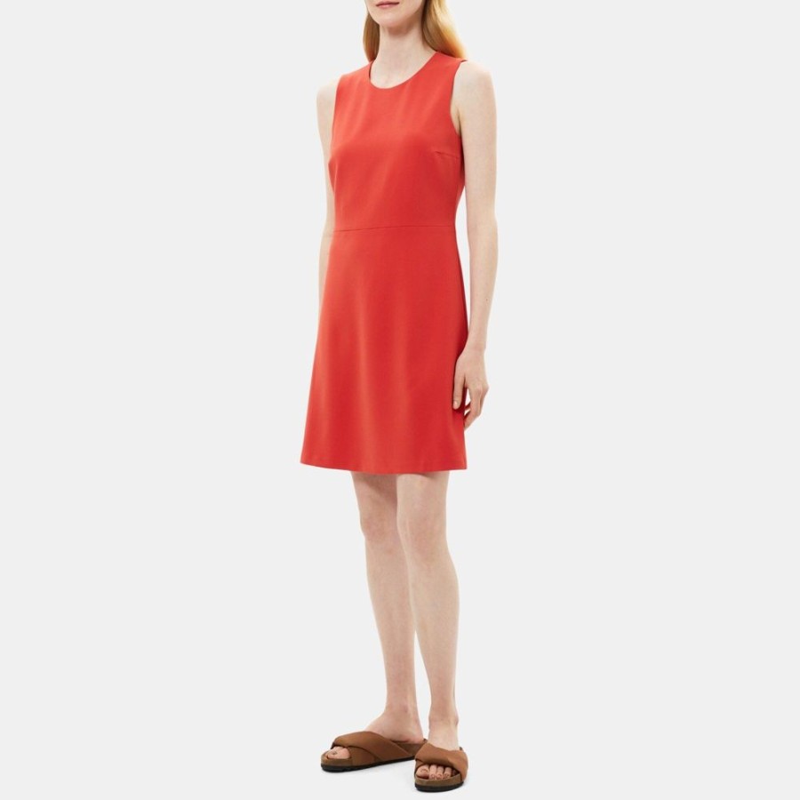 Women Theory Outlet | Sleeveless A-Line Dress In Crepe Poppy