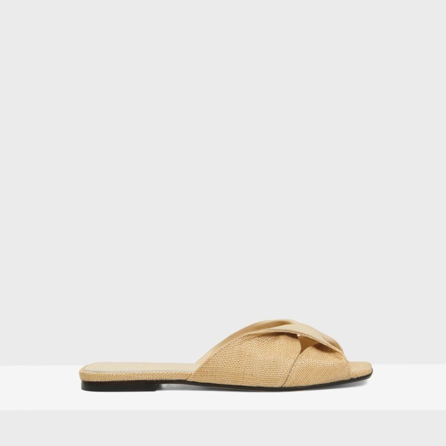 Women Theory Outlet | Twisted Sandal In Raffia Natural