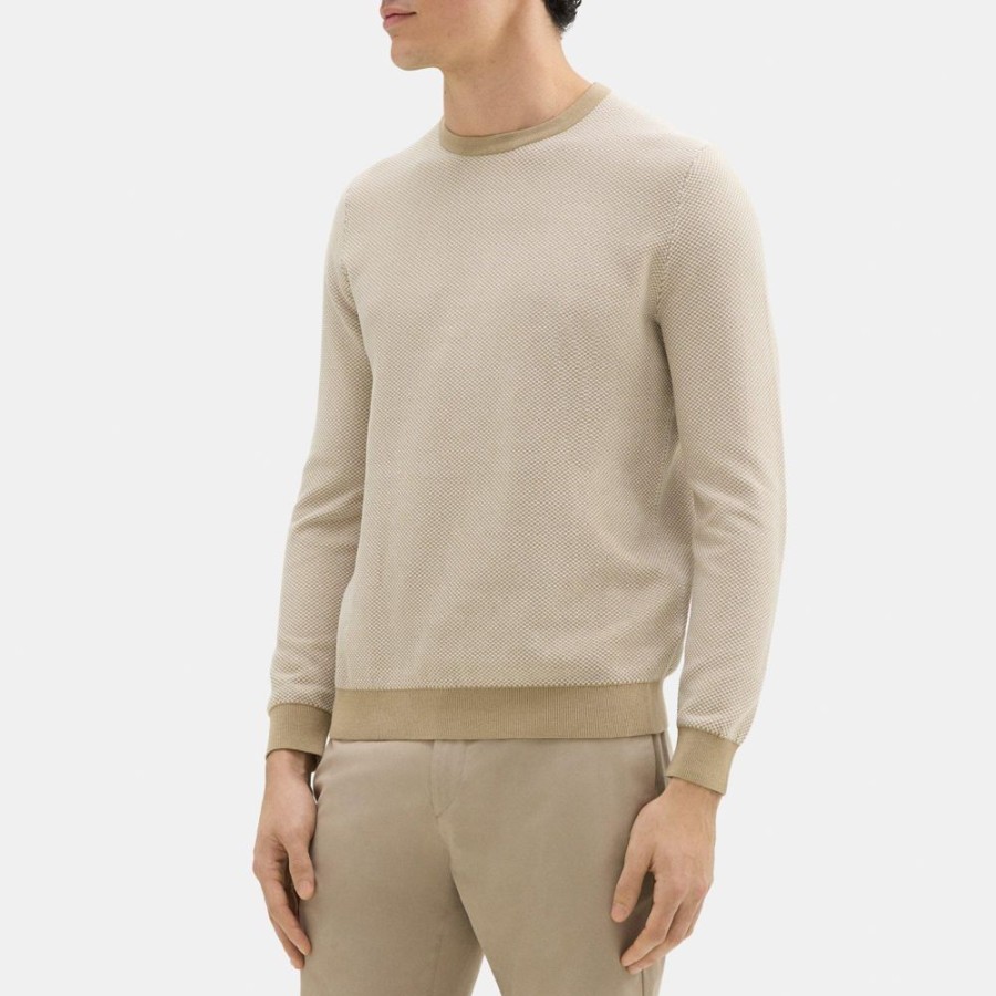 Men Theory Outlet | Crewneck Sweater In Organic Cotton Ivory/Bark