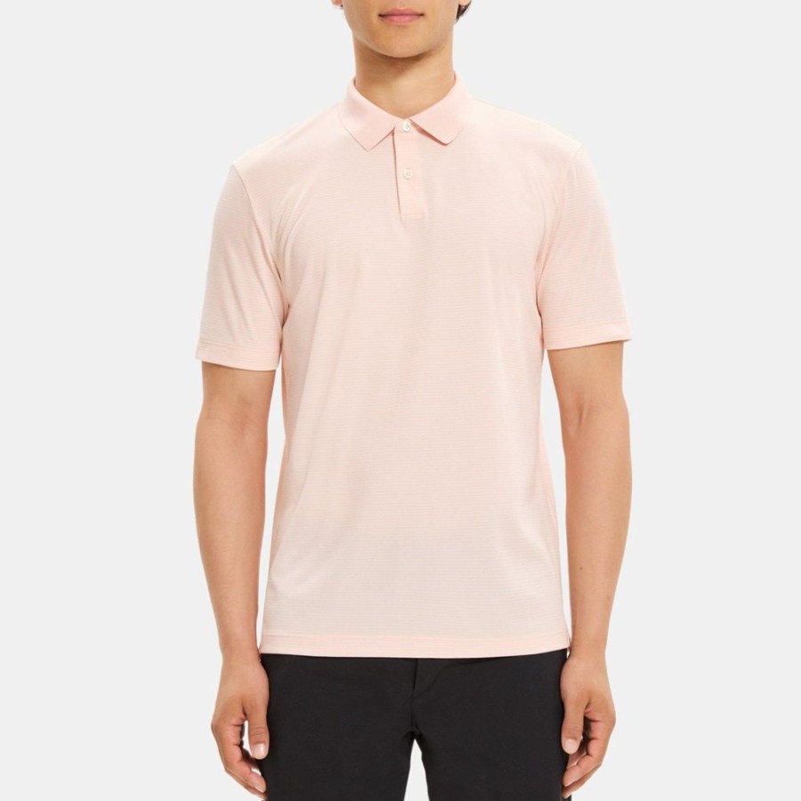 Men Theory Outlet | Standard Polo Shirt In Striped Cotton Evening Sand/White