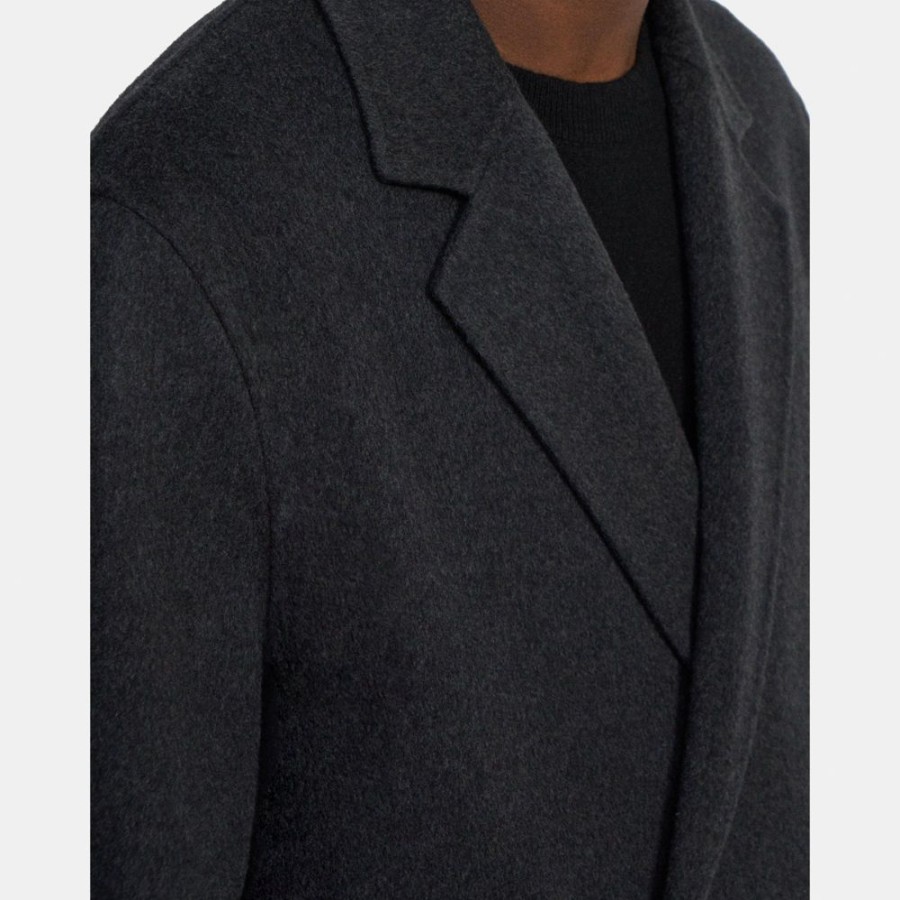 Men Theory Outlet | Double-Breasted Coat In Double-Face Wool-Cashmere Pestle Melange