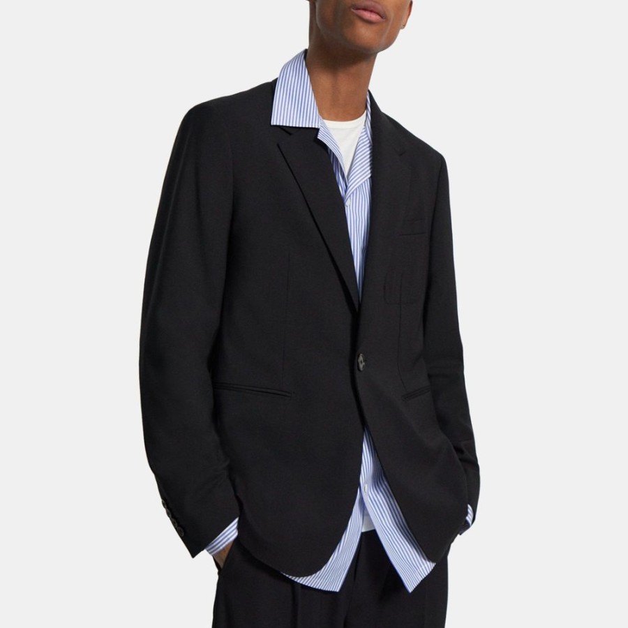 Men Theory Outlet | Wool Gabardine Tailored Blazer Black