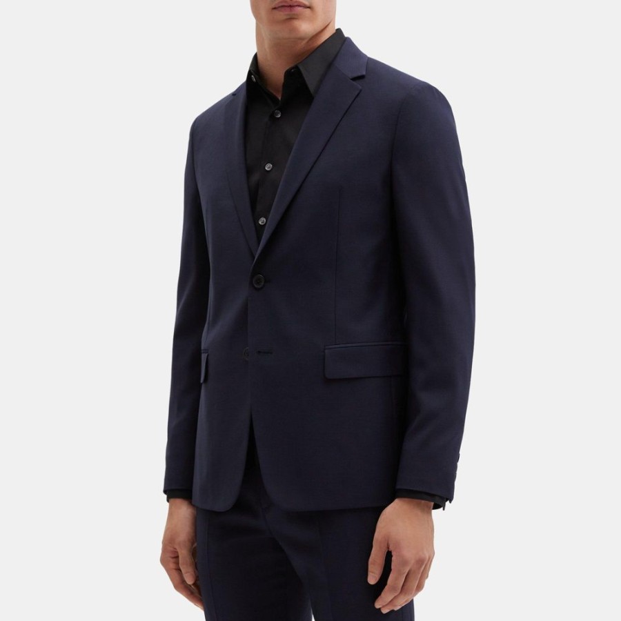 Men Theory Outlet | Unstructured Blazer In Grid Wool Dark Navy Multi