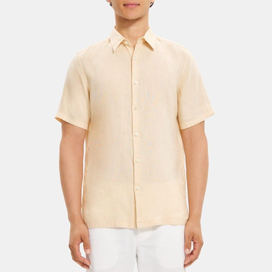 Men Theory Outlet | Standard-Fit Short-Sleeve Shirt In Linen