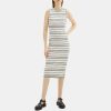 Women Theory Outlet | Striped Midi Dress In Crepe Knit Wax Multi