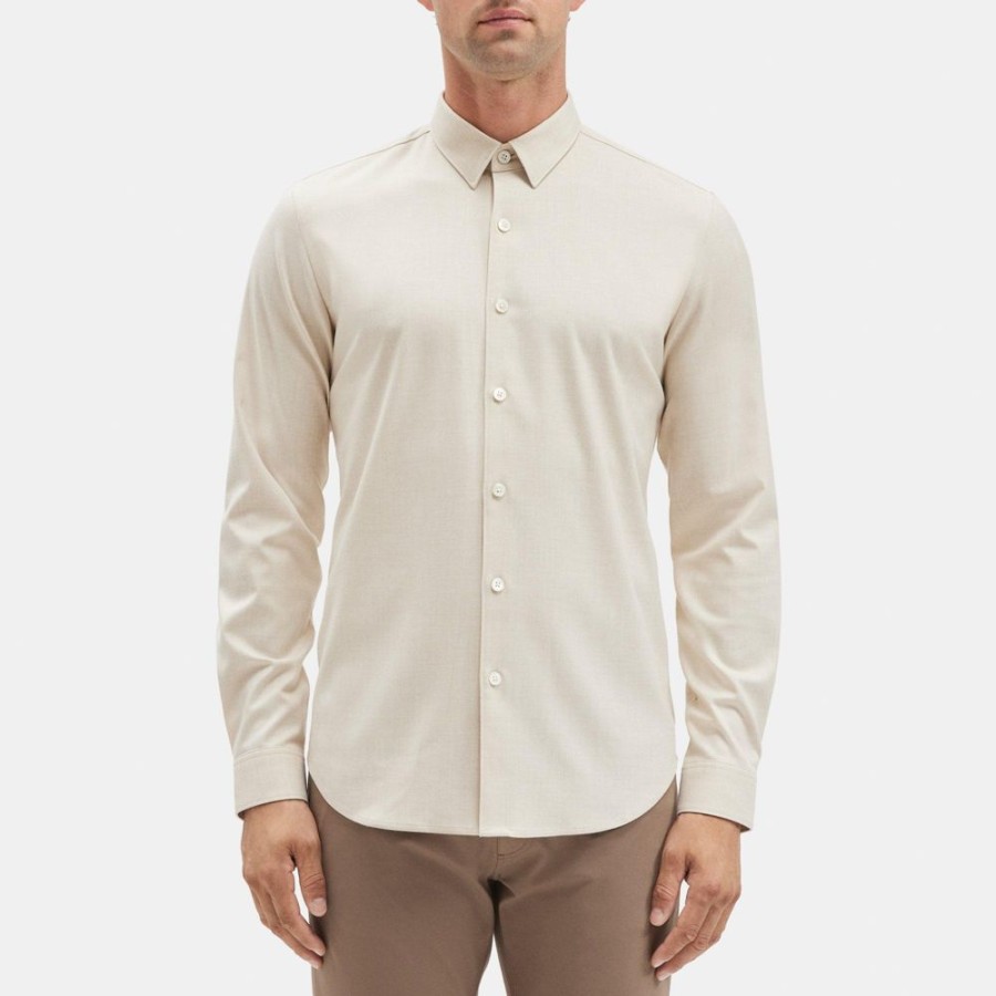 Men Theory Outlet | Long-Sleeve Shirt In Flannel Moon Melange