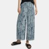 Women Theory Outlet | Easy Wide Pull-On Pant In Block Printed Silk Teal Multi