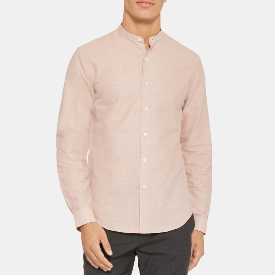 Men Theory Outlet | Long-Sleeve Shirt In Cotton-Linen Lotus