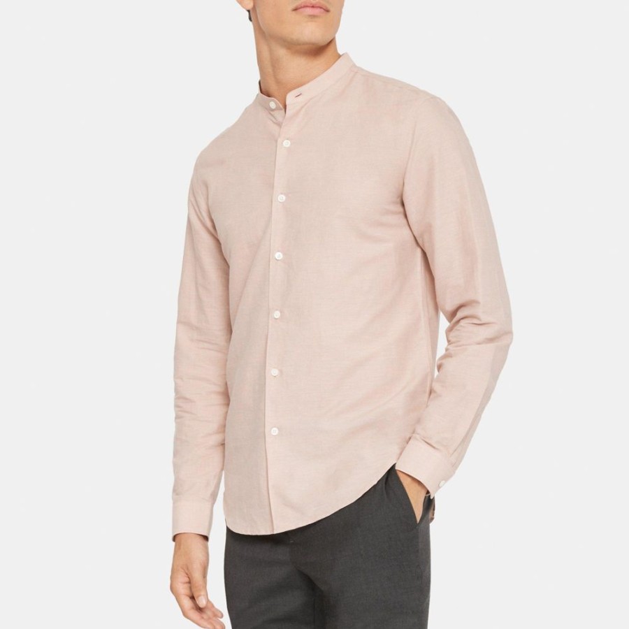 Men Theory Outlet | Long-Sleeve Shirt In Cotton-Linen Lotus