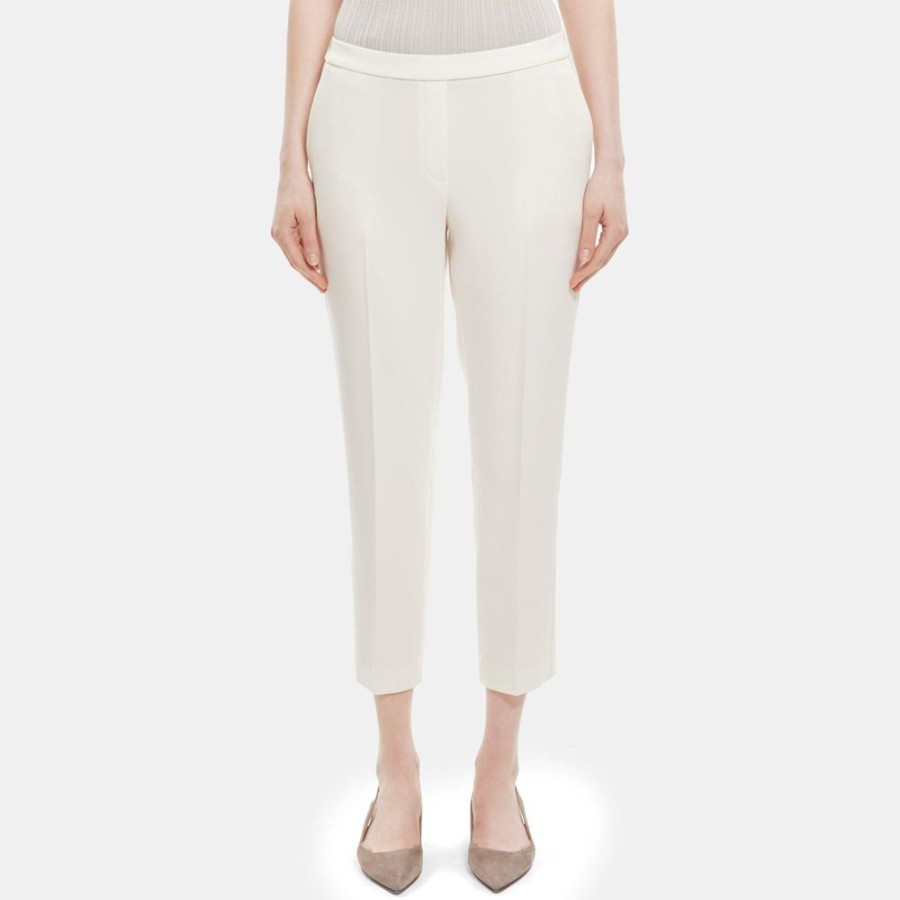 Women Theory Outlet | Cropped Slim Pull-On Pant In Crepe